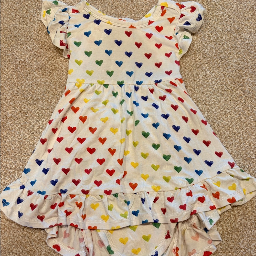 Posh Peanut x Care Bears Heart Print Baby Dress